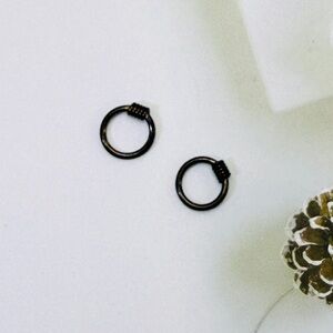 Solid Silver Small Huggie Earrings-6mm SH007 black